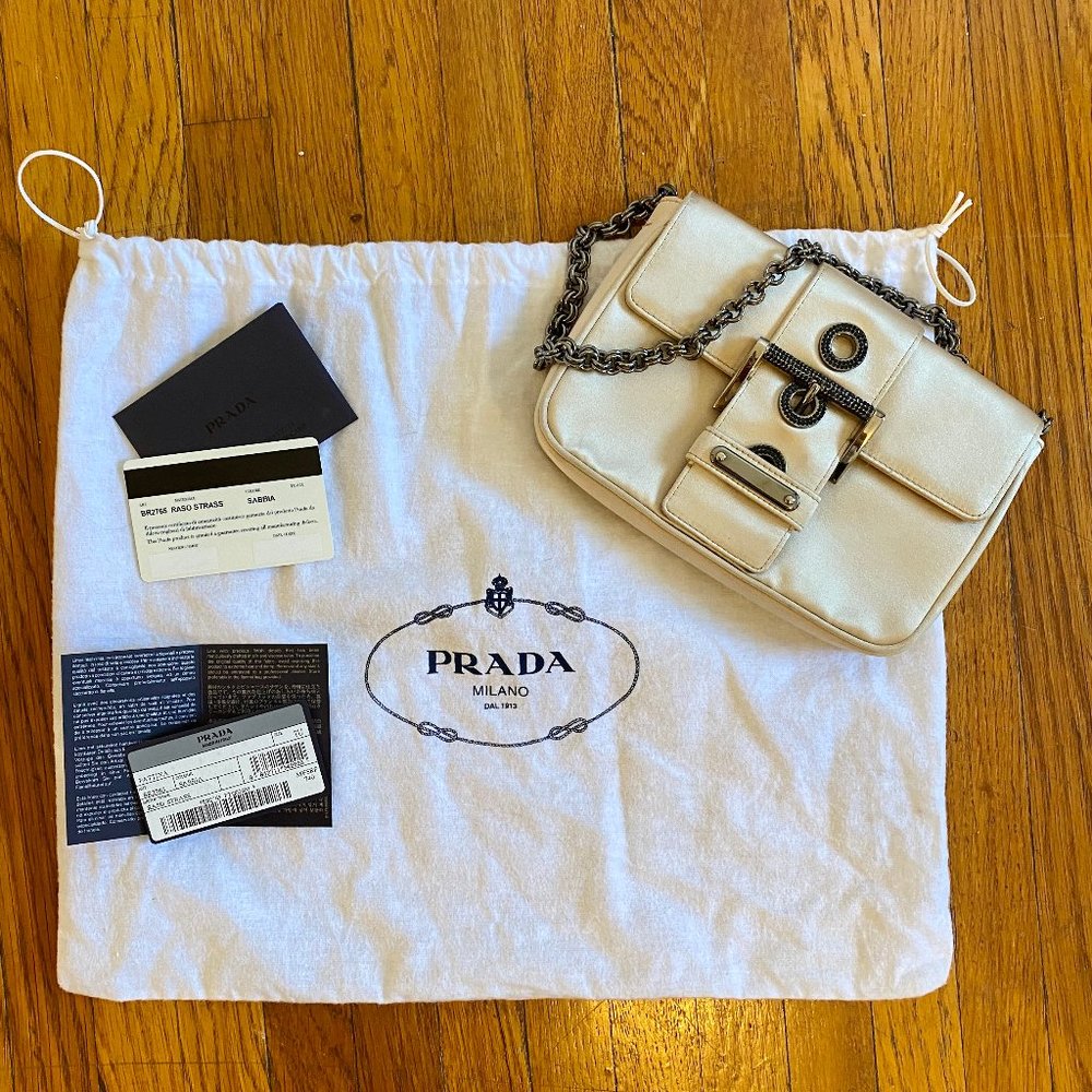 Prada satin mini bag w/ original duster